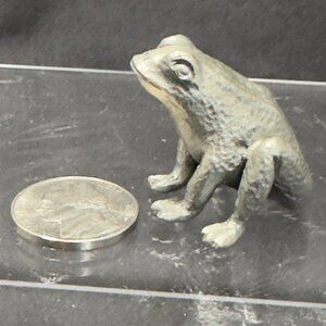 Stamped Pewter Texiqual Pewter Frog Silver Tone Metal